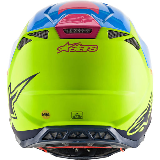 Alpinestars Supertech M8 Radium Matte & Gloss Aqua/Fluro Yellow/Navy Helmet Alpinestars