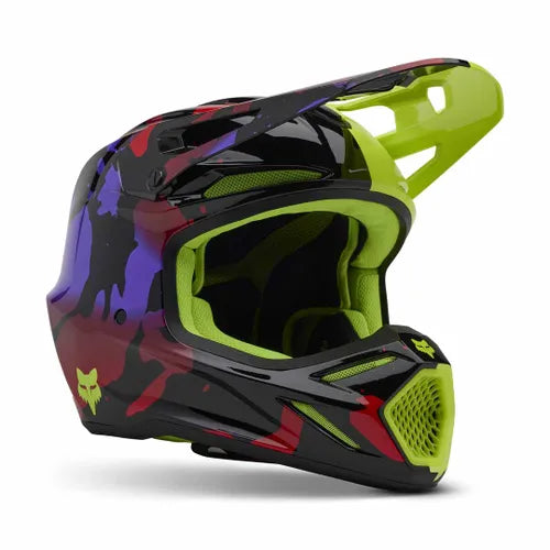 FOX V3 THROTTLE HELMET - FLURO YELLOW Fox