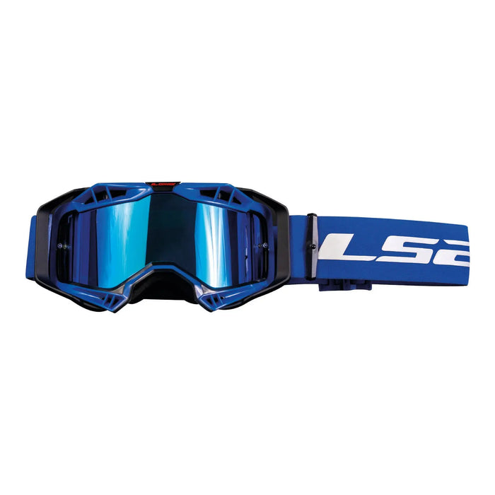 LS2 Aura Pro Google - Blue with Iridium Lens LS2