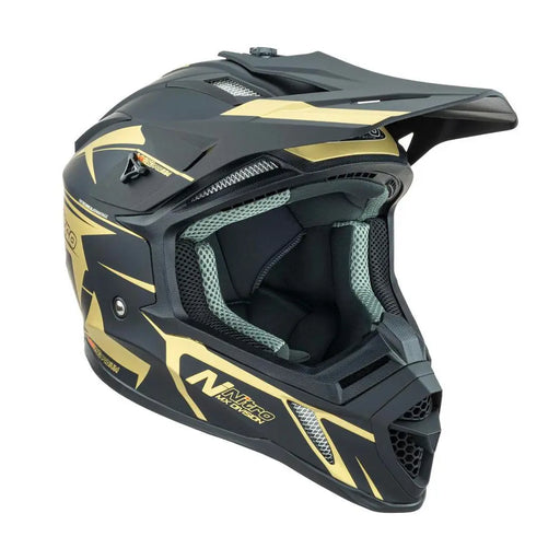 Nitro MX760 Satin Black and Gold Helmet Nitro