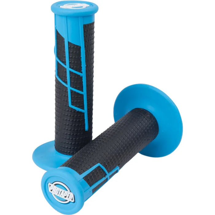 Pro Taper Clamp On Half Waffle Grips Neon Blue and Black ProTaper