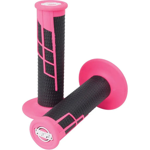 Pro Taper Clamp On Half Waffle Grips Neon Pink and Black ProTaper