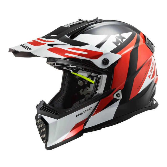 LS2 MX437J FAST EVO STRIKE MINI HELMET - BLACK / WHITE / RED