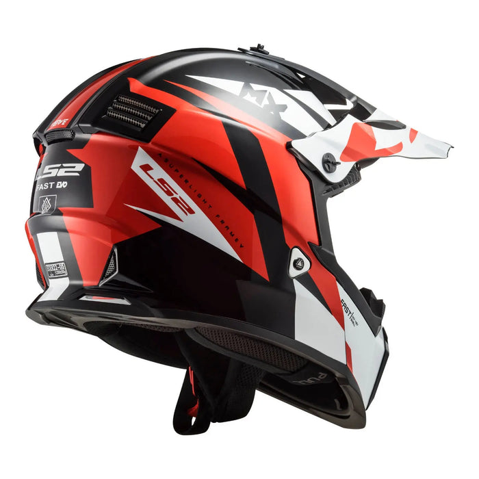 LS2 MX437J FAST EVO STRIKE MINI HELMET - BLACK / WHITE / RED