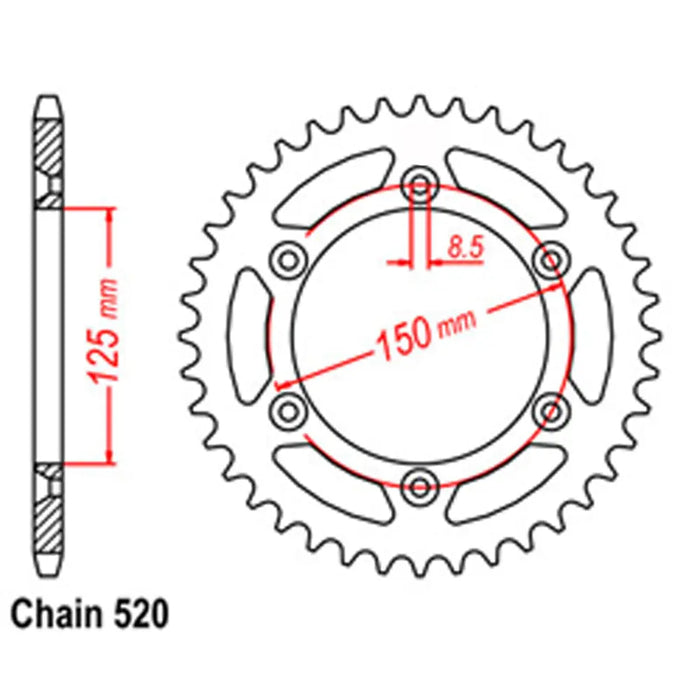 RK Steel Rear Sprocket 38T 520P RK