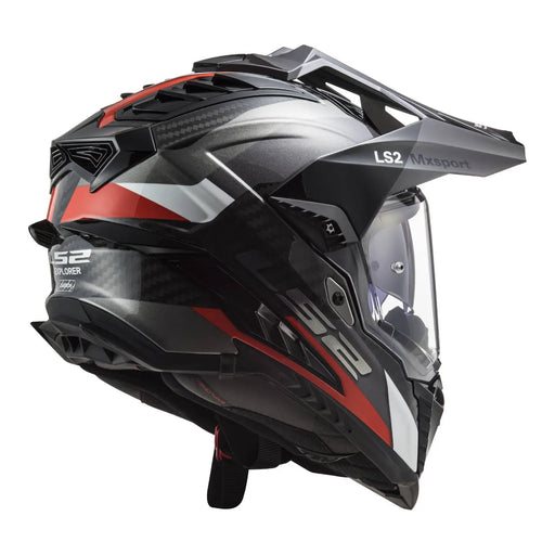 LS2 MX701 Explorer Carbon Frontier Helmet - Titanium / Red LS2