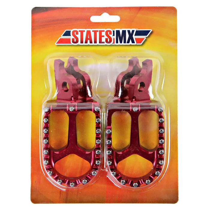 States MX Alloy Off Road Footpegs Red for Honda States MX